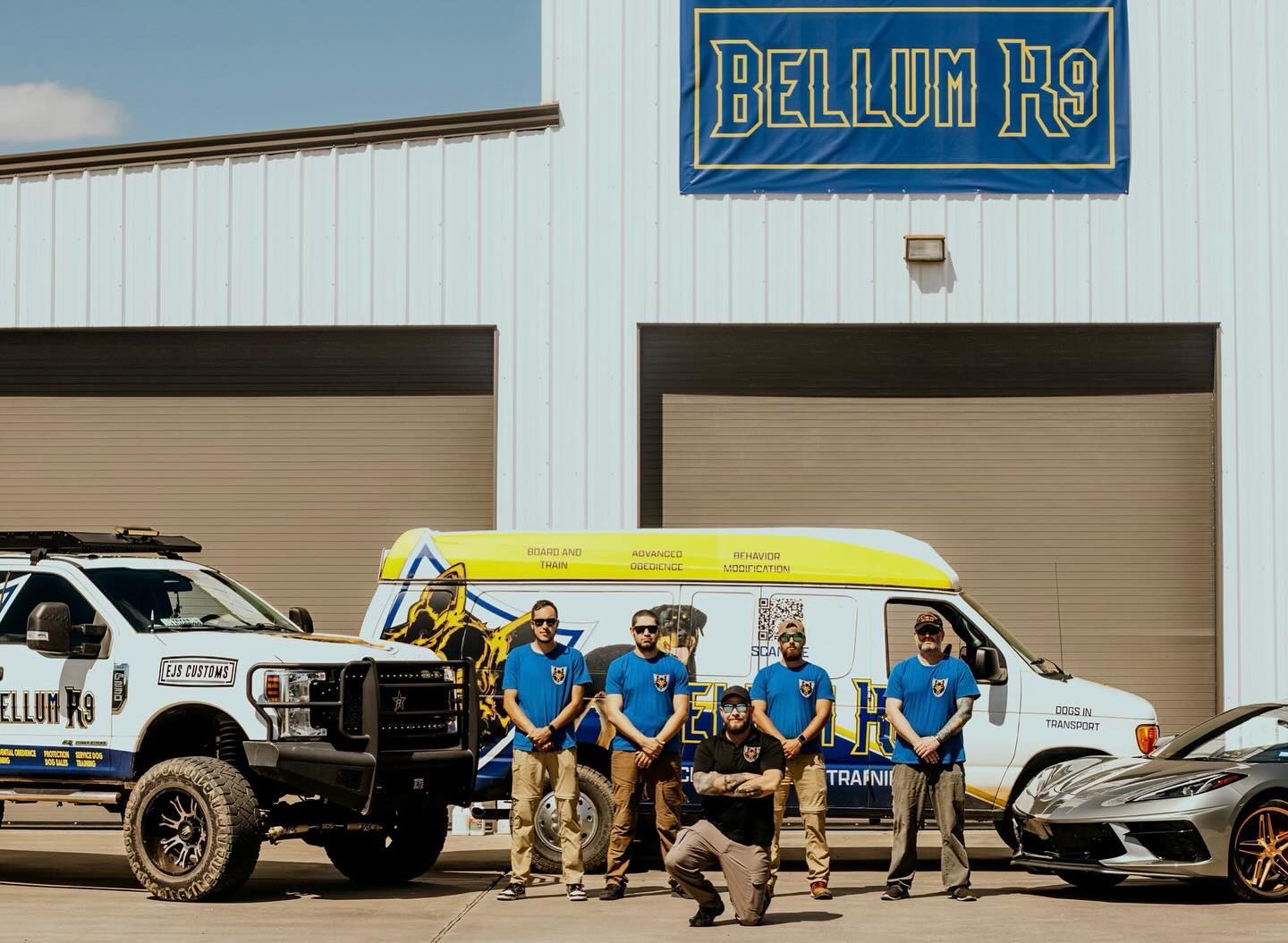 The Bellum K9 team outside their Santa Fe, TX training facility